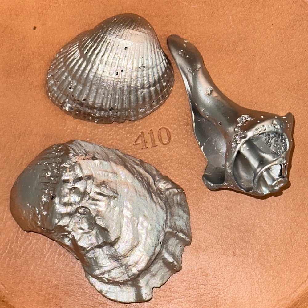Silver Coated Small Seashells Set of 3 🎁Wrapped & Gives Back🎗️